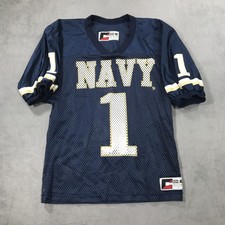 Vintage US Navy Midshipmen Football Jersey Men's Small Blue Mesh Cisco Inc USA