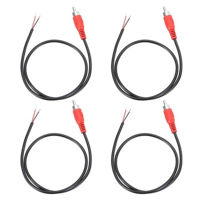1.6FT RCA to Bare Wire Speaker Cable, Red RCA Male Plug, Pack of 4