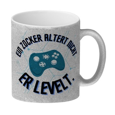 Ein Zocker altert nicht Glitzer-Kaffeebecher Er levelt