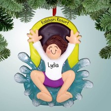 Waterslide - Girl Brown - Personalized Christmas Ornament