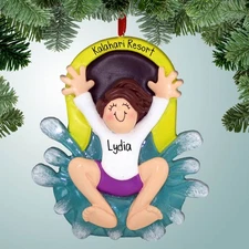 Waterslide - Girl Brown - Personalized Christmas Ornament