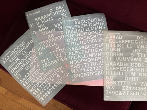4 Letraset INSTANT LETTERING Transfer Letters Helvetica 72 pt Medium WHITE
