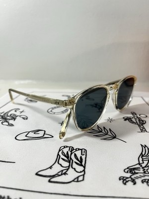 Garrett Leight Hampton Sunglass Champagne Semi Flat Blue