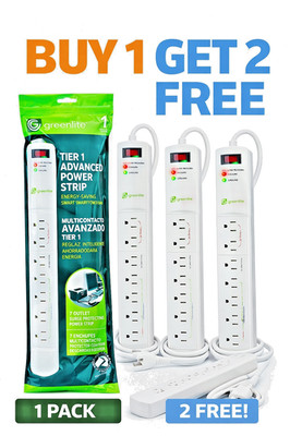 Greenlite Tier 1 Advanced Power Strip Lot of 1+2 Energy Saving Smart Power Bar