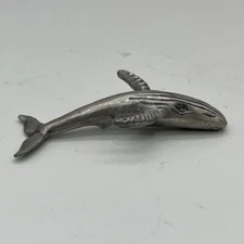 Vtg Pewter Whale Humpback 3-3/4” Collectible, Paperweight Nautical