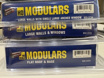 WALTHERS  MODULARS HO  WALLS, WINDOWS & DOORS 933-3721 + 3723 + 3734 + 3729