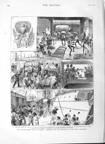 Old Antique Print 1882 War Egypt Bombay Prince'S Dock Gates Coolies Ship 19th