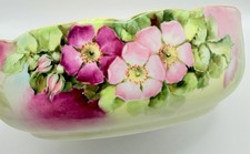 Vintage Limoges France Hand Painted Large Bowl Pink Wild Roses Floral