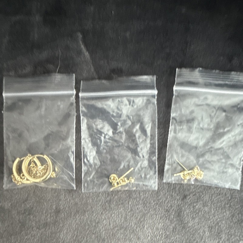 Gold Tone Mixed Lot Earrings - Metal Hoop & Stud Earrings, Unisex Adults