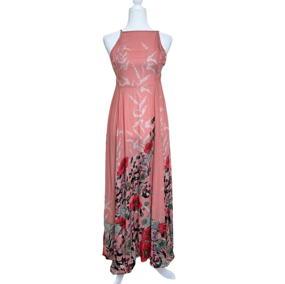 Intimately Free People Embrace It Maxi Dress Rose Floral Halter Womens Size S - Image 2 of 4