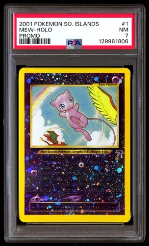 PSA 7 Mew Holo 1/18 Southern Islands Promo Pokemon SWIRL
