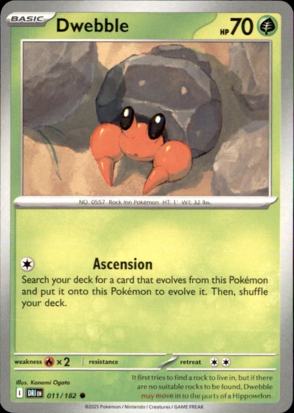 Pokemon Dwebble 11/182 Destined Rivals Non-Holo 5 Card Lot