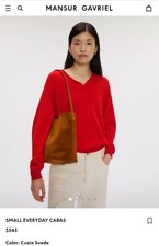 Mansur Gavriel Small Everyday Cabas Cuoio Suede Shoulder Bag Cognac MSRP $545