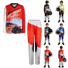 Kids Sportswear Color Block Sports Suit Quick-drying Jersey Top With Pants ATV