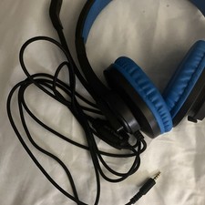 Blue/Black Wired Over-Ear Headset, Boom Mic, Volume Control, 3.5mm Jack