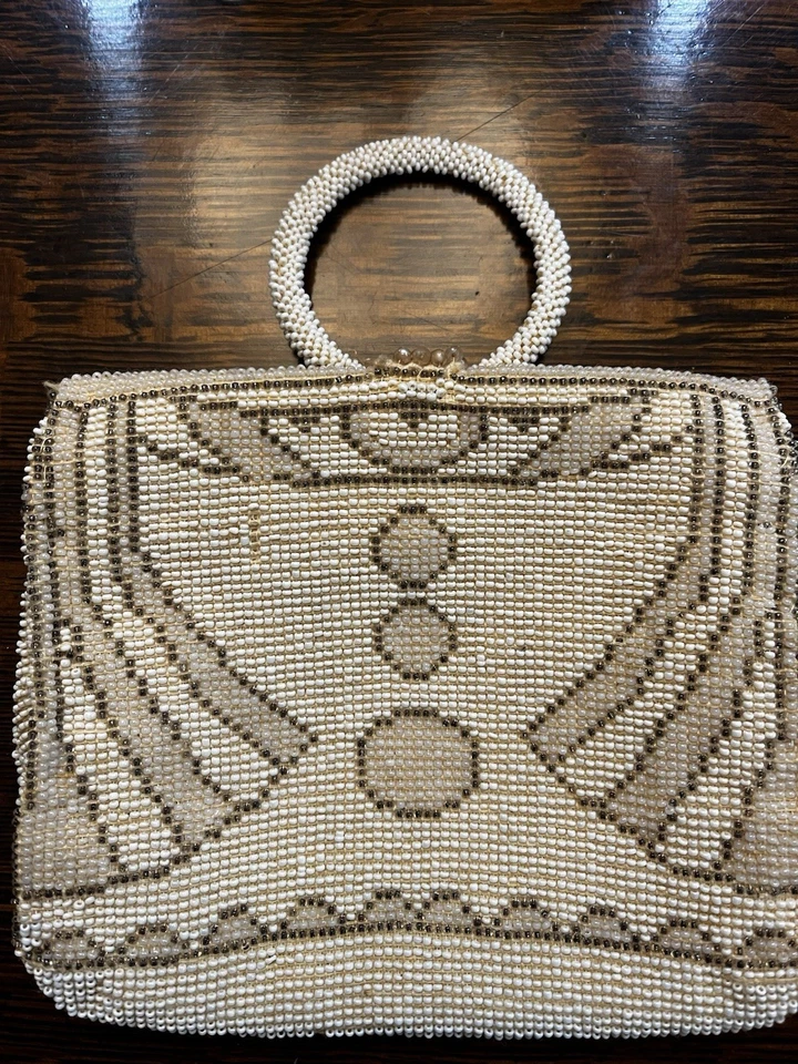 Bolsa Art Deco Vintage Frisada à Mão Pequena, 6x5,5x1 Polegadas - Imagem 3 de 4