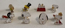 (Set Of 8) Snoopy Peanuts  Brooch With Butterfly Clutch Metal Pin Back