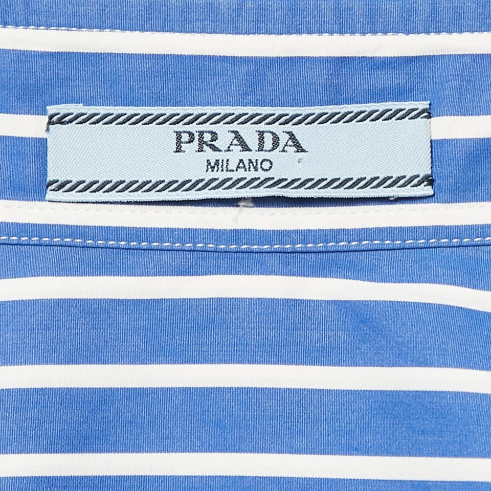 Mini Camisa Vestido Prada Azul Rayas Algodón S Foto 4 de 4