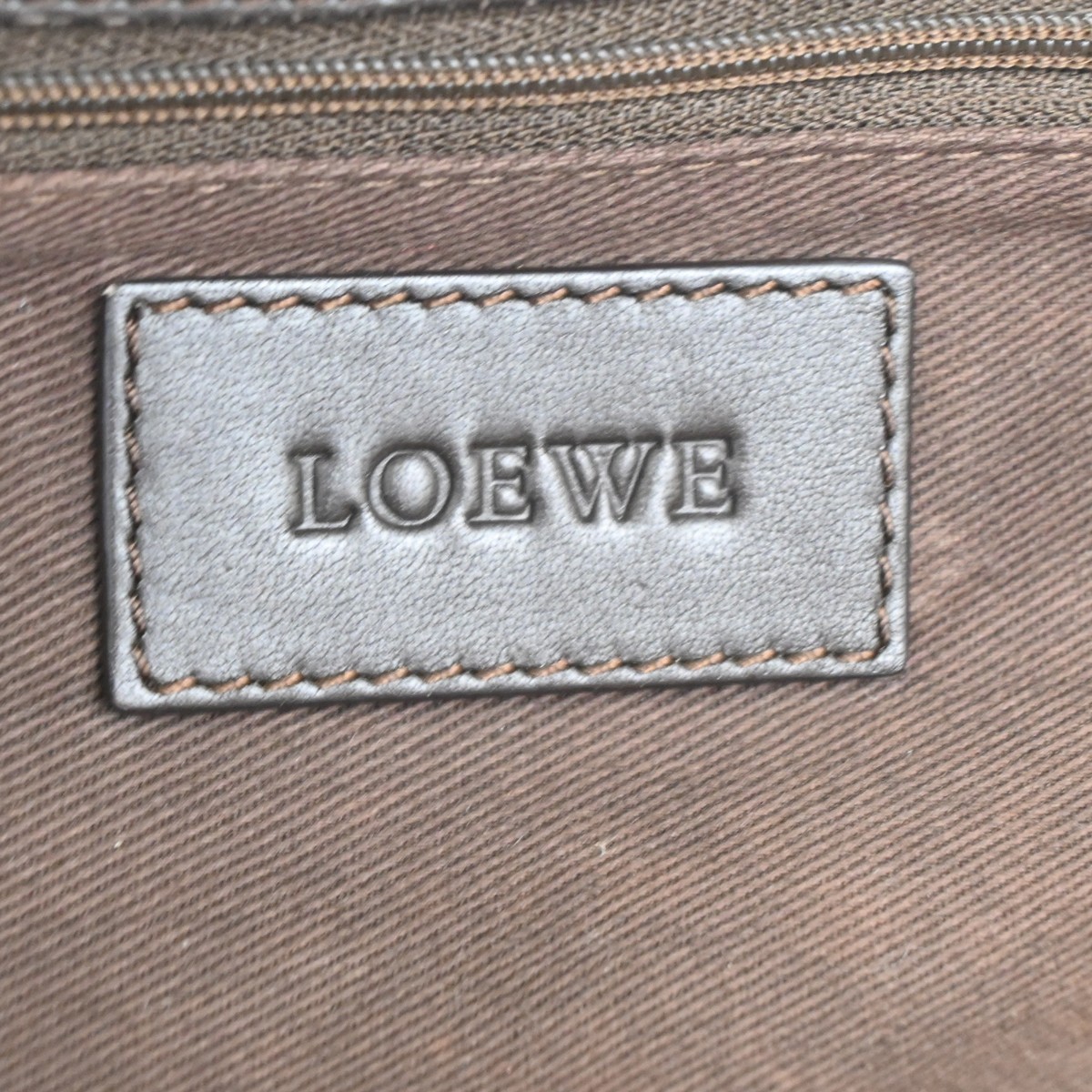 LOEWE Anagram Logo Tote Shoulder Bag Suede Leather Gray Brown SHW