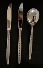 3 Pieces Eterna Ekco Flatware Mosaic Japan 1 Tablespoon (Soup Spoon) & 2 Knives
