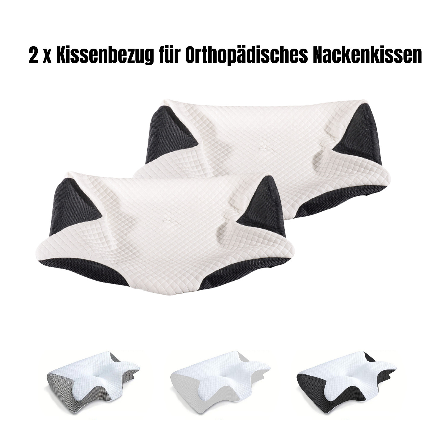 Nacken Therapiekissen 2x Bezüge Memory Schaum Anthrazit Ergonomisch Kissen
