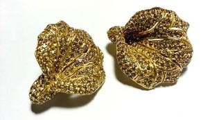 Authentic Rare CINER Vintage 1 3/8" Amber SWAROVSKI Crystal FLOWER EARRINGS Gold Plated