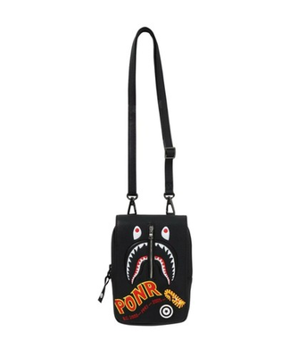 #ad A Bathing Ape BAPE 2ND Shark Mini Bag Shoulder Pouch Black Japan $298.00