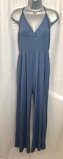 CIDER Women Jumpsuit Light Blue Stretch Strappy Striped Large UK14 Jersey E4791