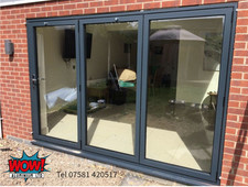 Grey Aluminium Patio Doors – 3 Panel, Energy Efficient Glass