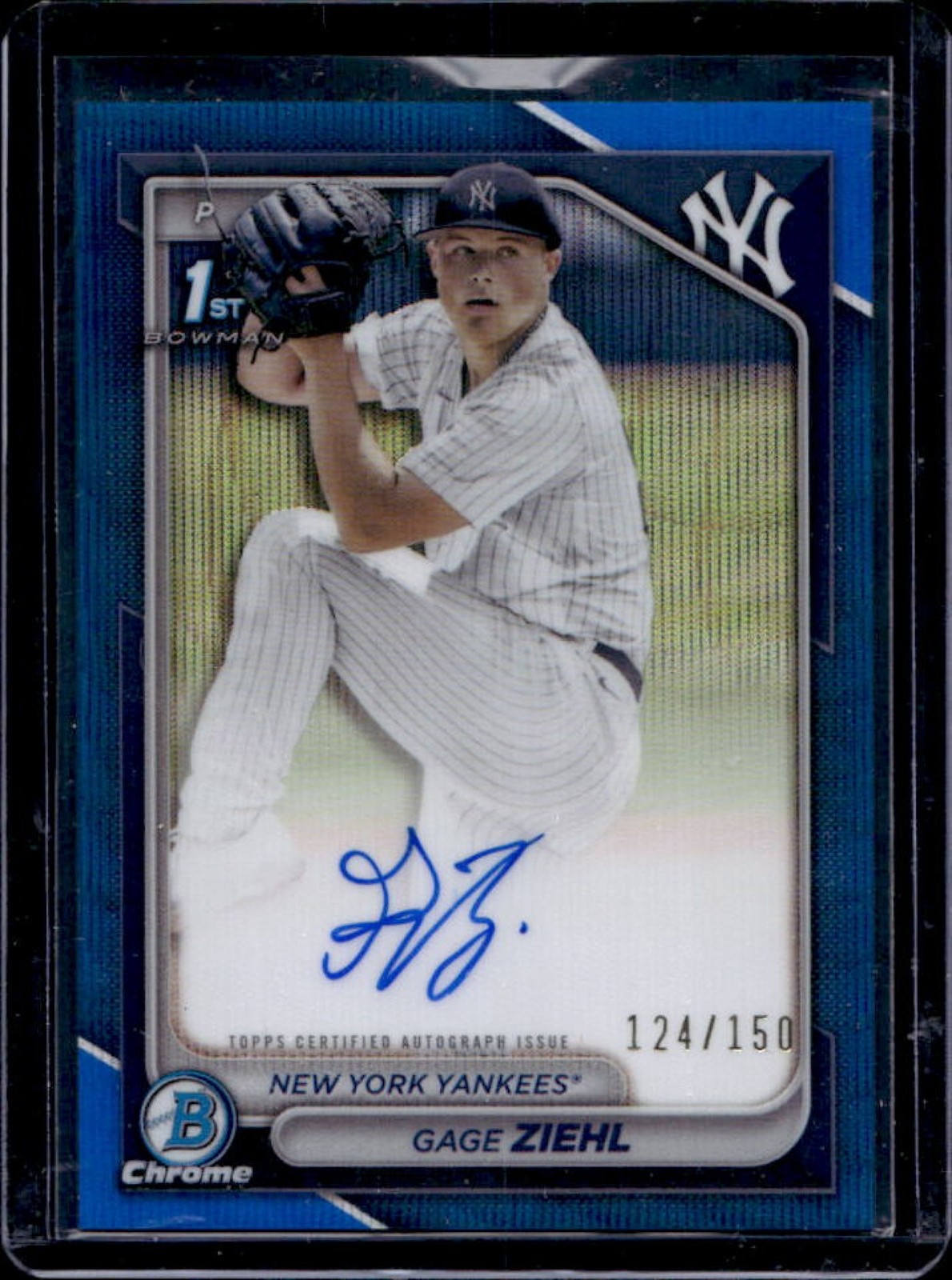2024 Bowman Draft Gage Ziehl Chrome Auto Blue Wave Refractor 1st #/150 Yankees