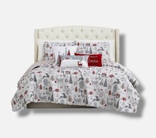 Southshore Fine Linens Gray Holly Jolly Reversible 3-Pc. Quilt Set, Full/Queen'