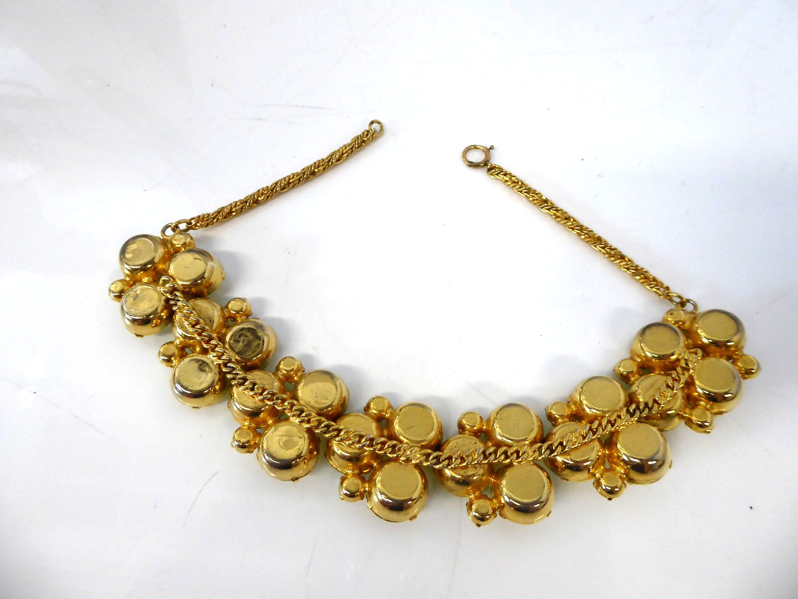 Large Statement Rhinestone Choker Yellow Green an… - image 4