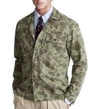 NWT Polo Ralph Lauren Classic Fit Herringbone Military Camo Icon Shirt Jacket S