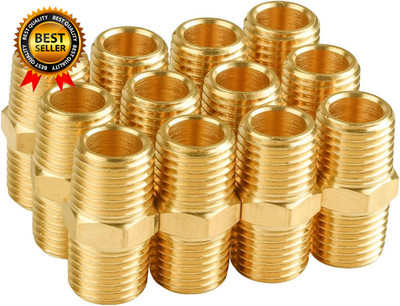 12-Pack 1/4 Inch Male Hex Nipples 1/4'' NPT Male Brass Pipe Fitting Adapters