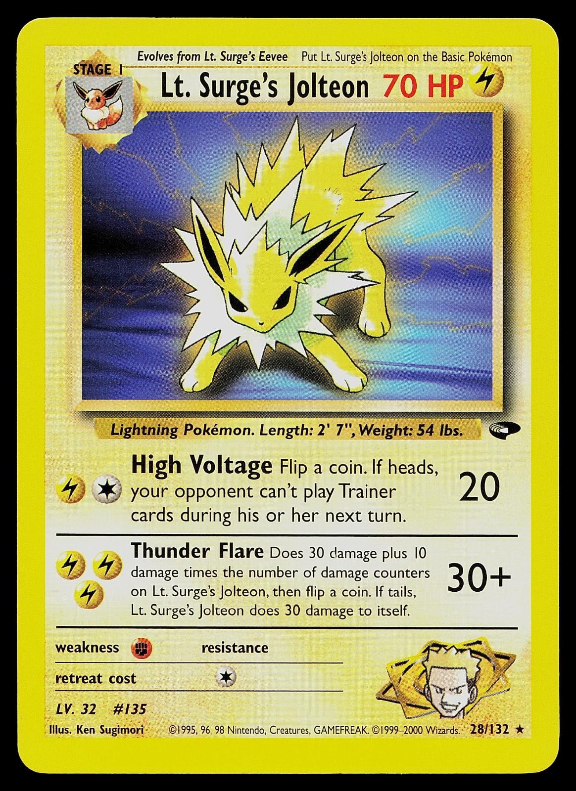 Pokemon Card - Lt. Surge's Jolteon Gym Challenge 28/132 Unlimited Rare