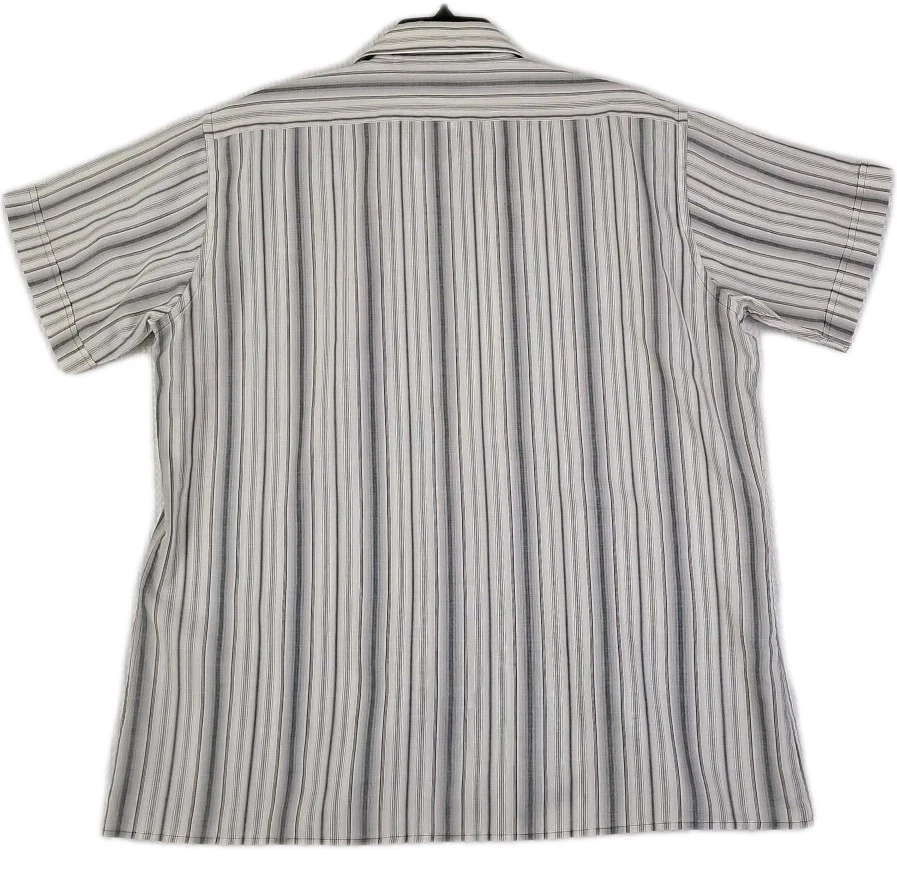 Pierre Cardin ~Men's Size L~ Gray Striped Cotton Blend Short Sleeve Shirt. - Image 3 of 4