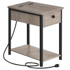End Table With Charging Station Narrow Side Table Small Nightstand Bedside Table