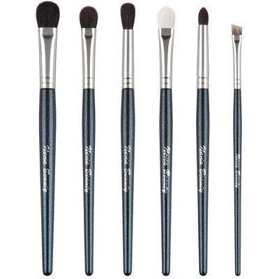 6 PCS Natural Goat Hair Eye Makeup Brush Set Blue Professional Blending Tool