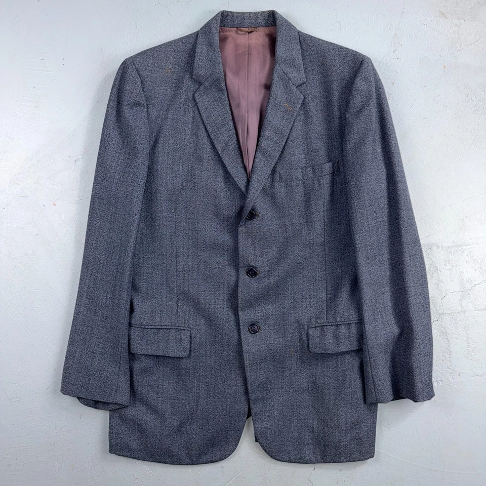 1950s 1960s VTG Mens 2 PC Suit 40 Jacket Coat Pants Blue Union Wool Rockabilly - Image 2 of 4