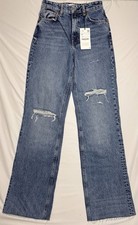 NWT Zara High Rise Full Length Wide Leg Blue Jean Denim Womens Size 2