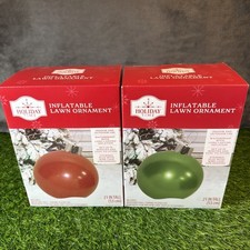 Oversized Holiday Inflatable-ornaments Red & Green Lawn Ornament Set Of 2 New