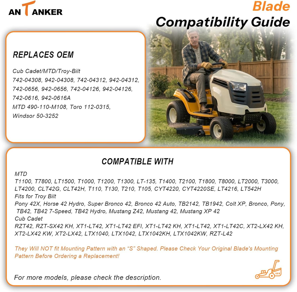 942-04308 Mower Blade Replaces for 42