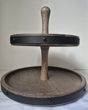 Etagere 2-stöckig Holz Metall – Obsttablett / Deko Landhaus Vintage