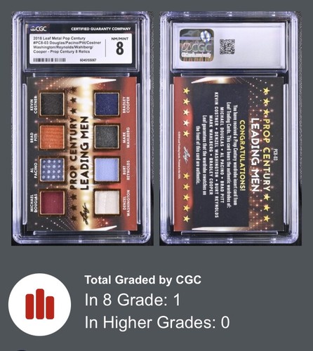 2018 POP CENTURY Relics, CGC Graded 8,  Wahlburg, PACINO, Denzel, Pitt, Rare!