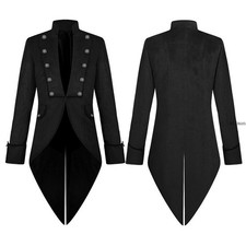 Men Victorian Long Jacket Cosplay Frock Coat Tuxedo Dress Tailcoat Party