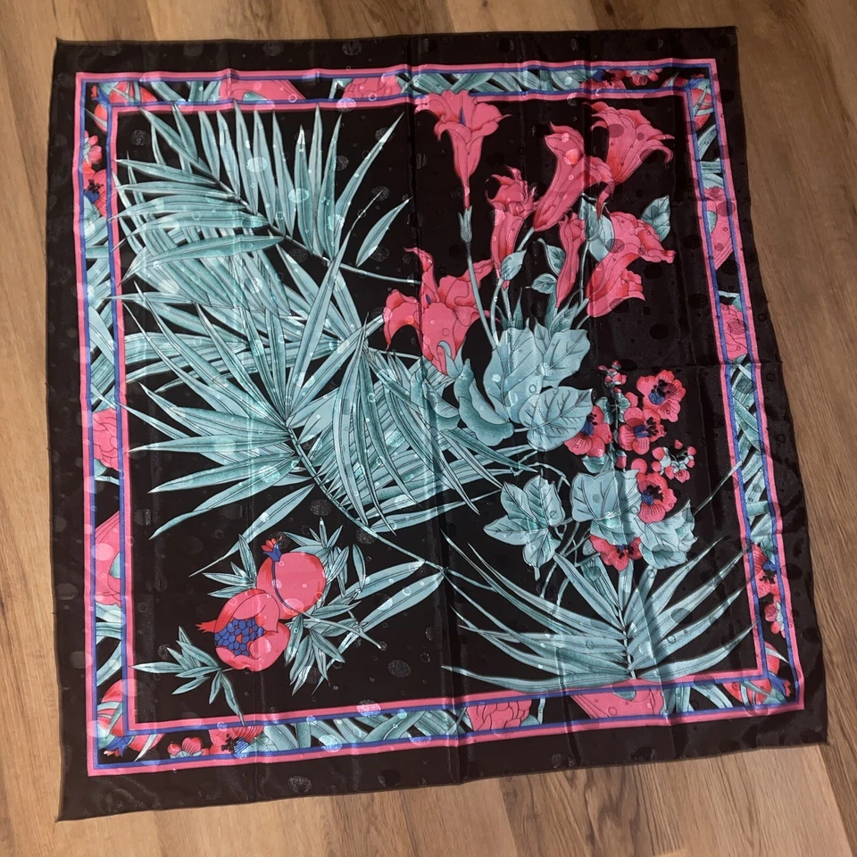 Bufanda vintage años 60 pansy geranio helecho Emilio Pucci oferta 4 caridad ❤️blt7m89 Foto 3 de 4