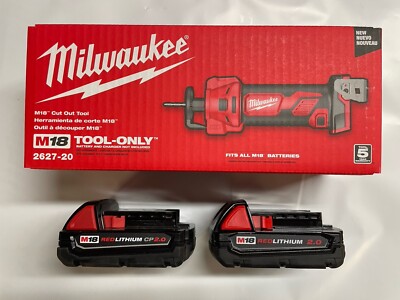 Milwaukee 2627-20 M18 Drywall Cut Out Tool w 2- 2 Amp Batteries New