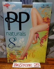 Pretty Polly Naturals 8D Glossy  Oiled Tights Size M/L  Barely There  FREEPOST