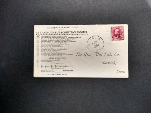 Connecticut: Norwich 1893 Book Subscription Advertising Cover, Mailed from NH - 第 1/2 張圖片