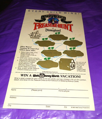 Vntg Walt Disney Productions Captain Hook's Treasure Hunt World Vacation Scratch